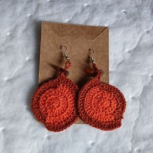 Handmade Orange Crochet Drop Earrings – Lightweight Women’s Jewelry